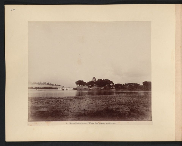Macao fort, steamer 'Kwan Hoi' passing, Canton
