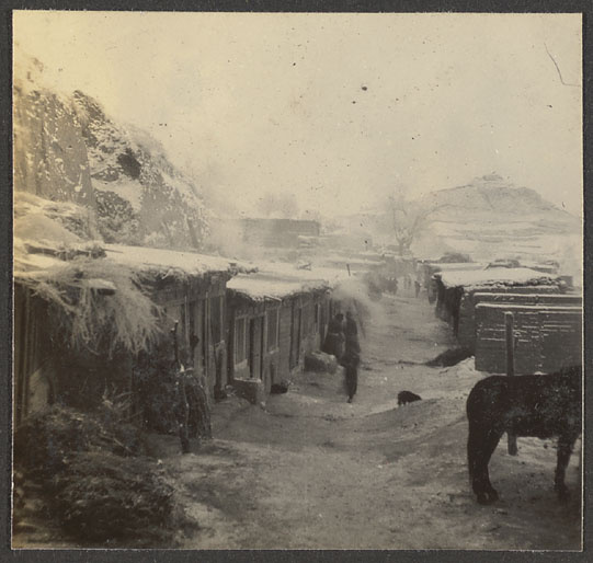 Town street with snow