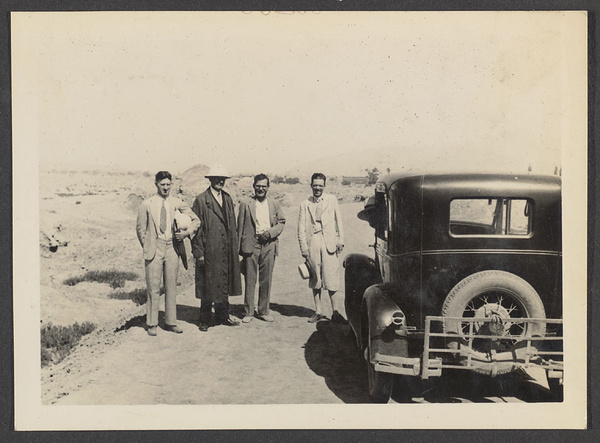 Lanchow, Kansu. Four of a kind & the Famine Relief car.