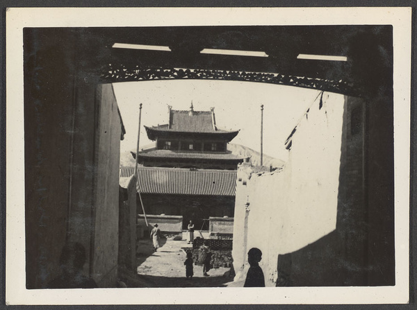Sining, the official port to northern Tibet. Lama temple more than a 1000 years old. From the entrance of court.