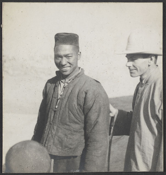 Hia [sic] Yuan Hsien, Kansu.  1920 earthquake area.  [Unidentified man and Arthur Saunders.]