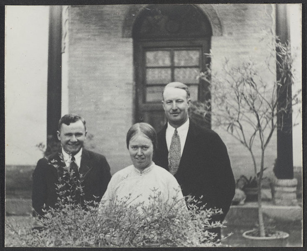 Lungchow, Shensi. The Rev. & Mrs. R. Gustafsons alias 'The Squire', Ratsliff on left - alias 'Ritzy'.