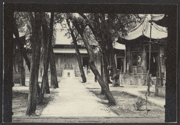 Sian. The Confucian Temple. From porch above, second courtyard.