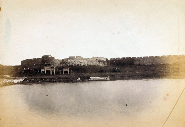 Moat, city walls, and pailou, Suzhou