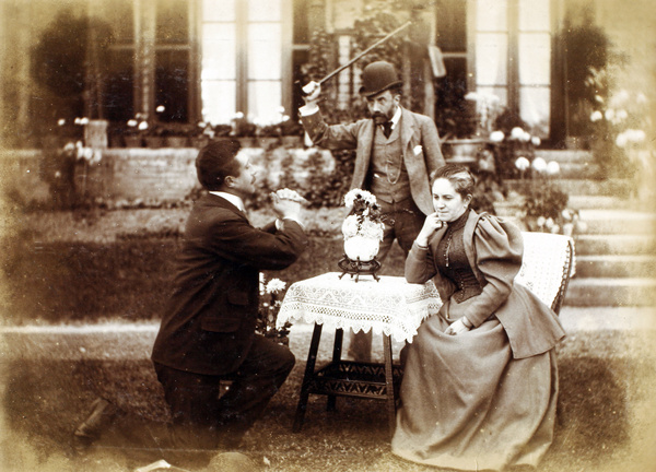 Rehearsing a play in a garden