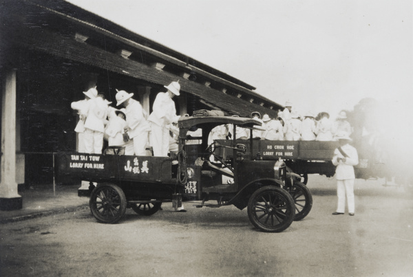 British Royal Marines band on two lorries