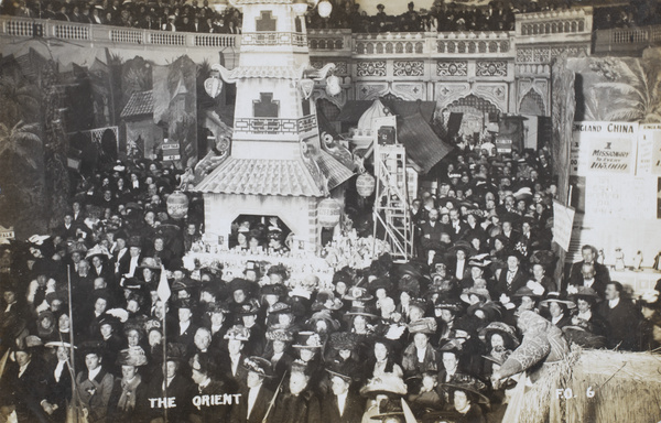 People attending missionary talks and stalls relating to China, India and Africa