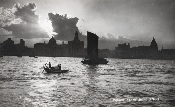 Silver lining (an evening scene), over the Bund and River Huangpu, Shanghai