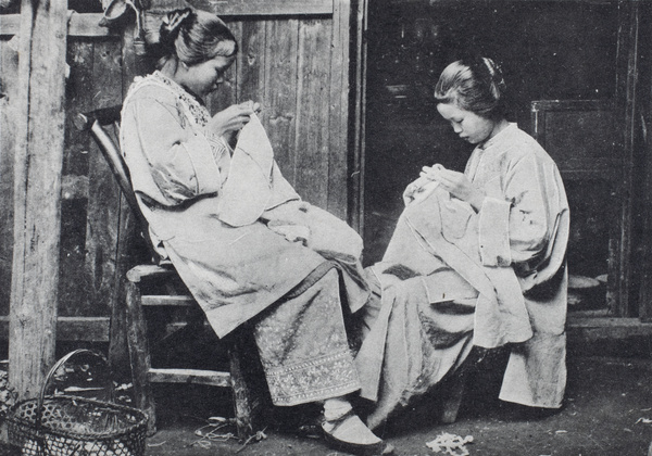 Chinese Christian girls sewing