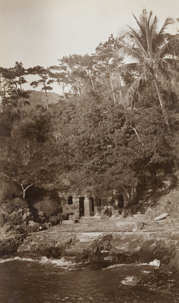 Stone buildings, steps and a landing place, Hong Kong