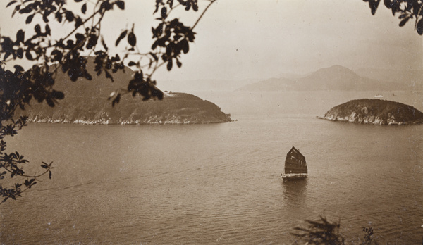 A junk and islands, Hong Kong