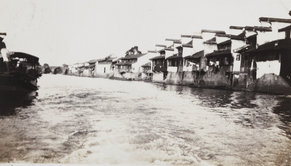 Waterside buildings with stepped roofs