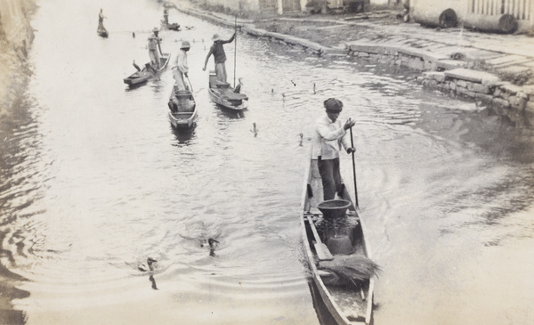 Fishing with cormorants, from punts