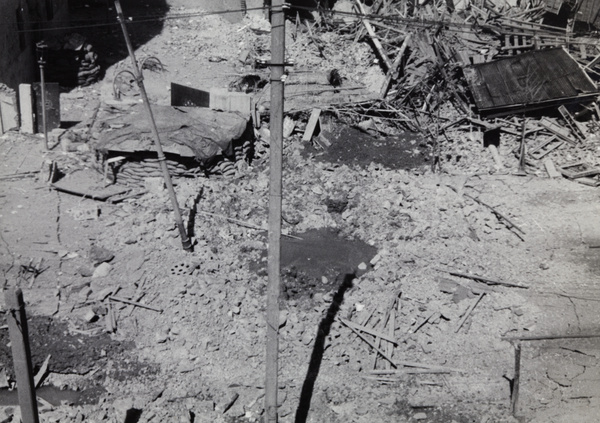 Sandbagged redoubt near Shanghai North Railway administration building, Zhabei, 1937