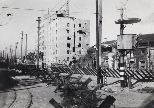 Shanghai North Railway Administration Building after heavy bombardment, 1937