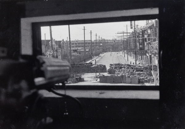 View from blockhouse lookout at junction of Boundary Road and North Honan Road, Shanghai, 1937