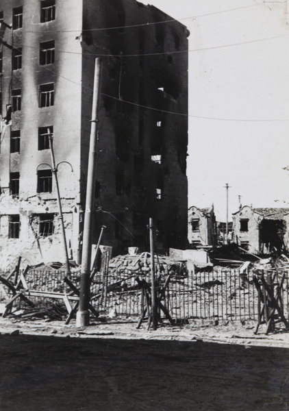 Damaged Shanghai North Railway Administration Building, Boundary Road, Zabei, 1937