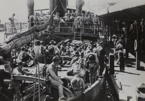 American Marines on Dollar Line tender, Shanghai, 1937