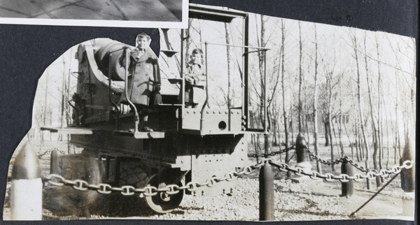 Gerald and Donald Johns on artillery mount