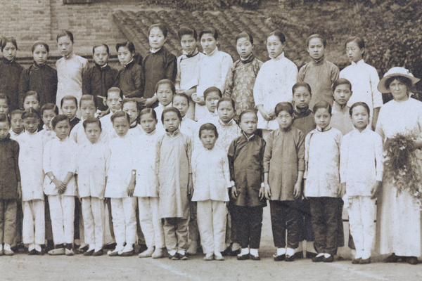 Part of group at wedding of May Stanfield, Hanyang Girls Boarding School