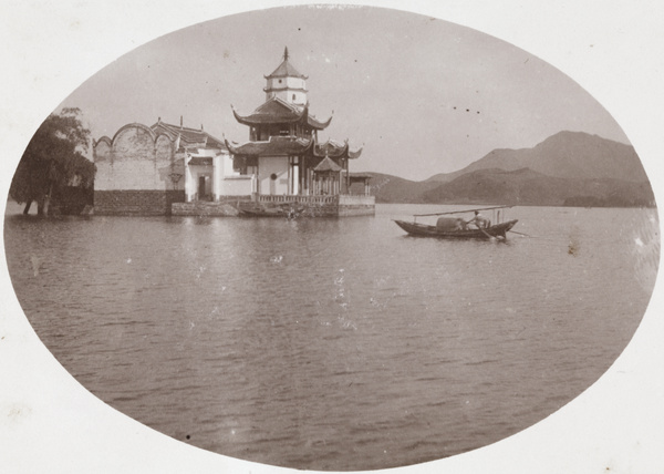 A temple and pagoda on an island, Daye, Hubei