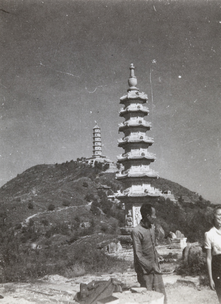 Refreshment seller and Diane de Margerie, by Jade Fountain Marble Pagoda, Peking