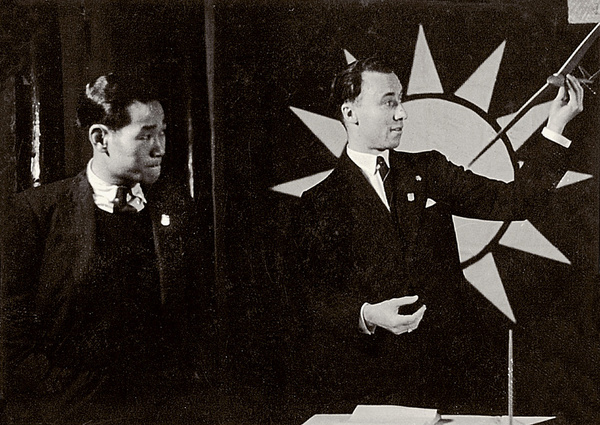 Louis de San at press conference after record-setting glider flight