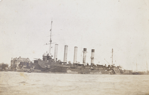 The damaged Russian cruiser HIRMS Askold in Shanghai, 1905