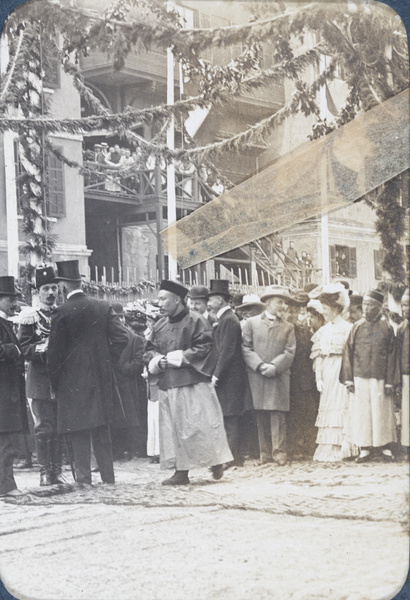 Officials and spectators at the ceremony to lay the foundation stone of the new Club Concordia, Shanghai