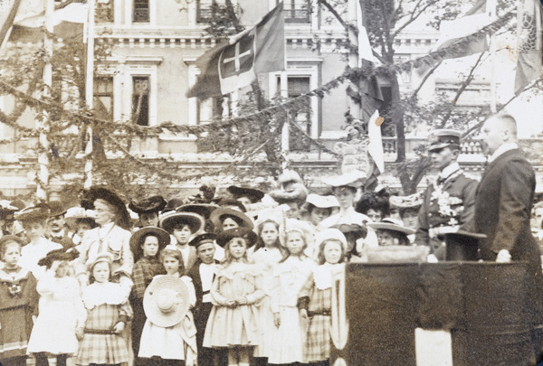 German children at the ceremony to lay the foundation stone of the new Club Concordia, Shanghai