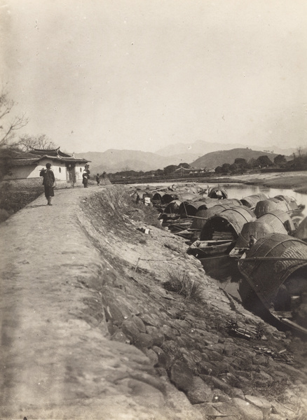 Sampans moored at the boat landing, Yongchun, Fujian