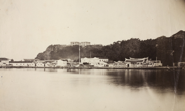 British Consul's residence under construction, overlooking Kaohsiung harbour, Taiwan, 1868
