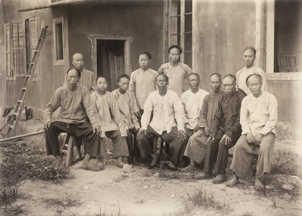 Construction workers at the new hospital, Yongchun