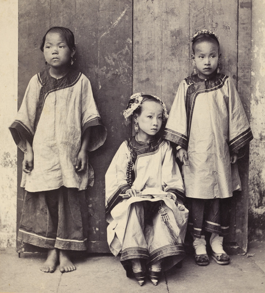 The fate and feet of three Chinese girls - a bare footed slave, a girl with bound feet, and a Christian with unbound feet