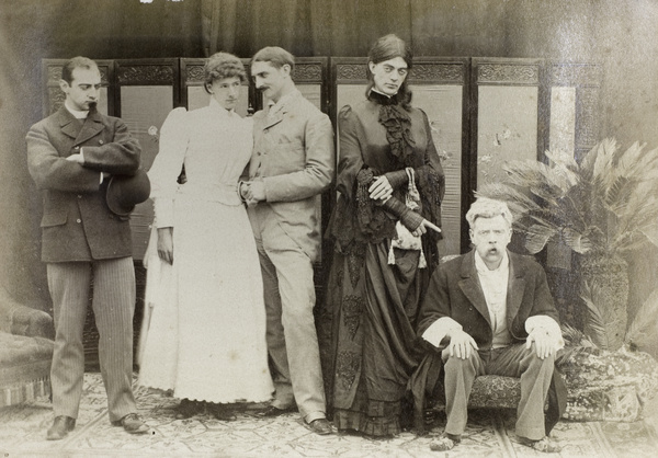 Boxing Day amateur dramatics: L.F. de Uriate, A.H. Wilzer, F.A. Aglen, C.M. Bryant, G. Acheson