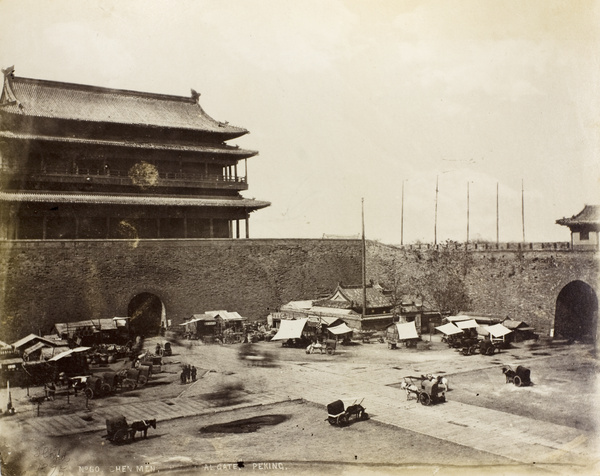 Gate tower of Qianmen and city walls, Peking