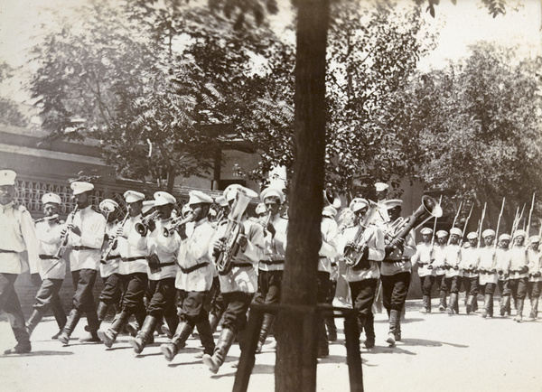 Russian military band and troops, Tientsin
