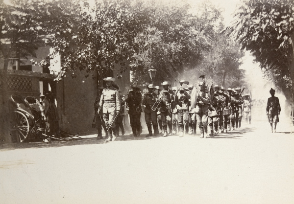German troops with military band, Tientsin