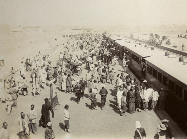 Train and platform, railway station