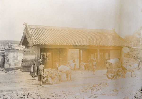 British Indian soldiers and Peking carts