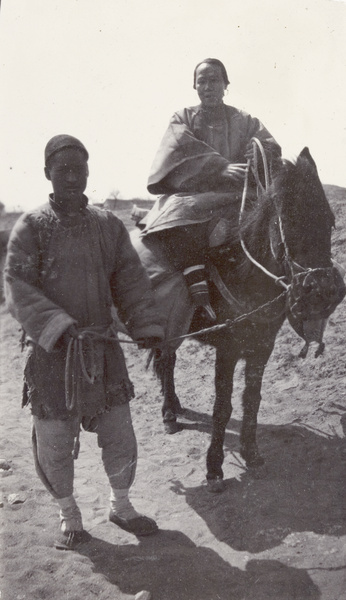 Chinese woman on a mule, Weihaiwei