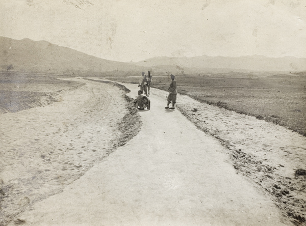 Road washed away by rains, Weihaiwei