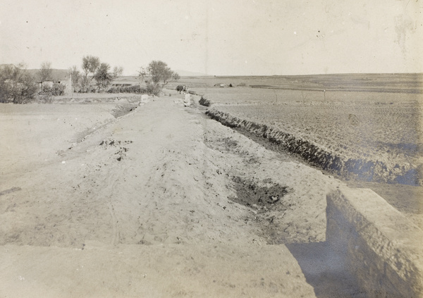 Road washed away, near fields, Weihaiwei