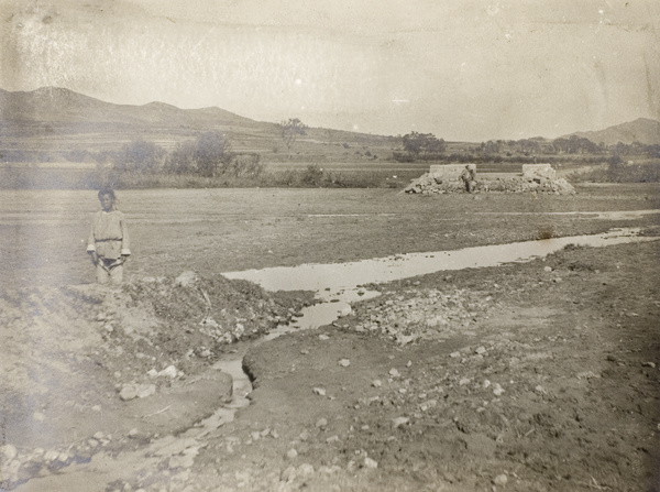 Road washed away by rains, Weihaiwei