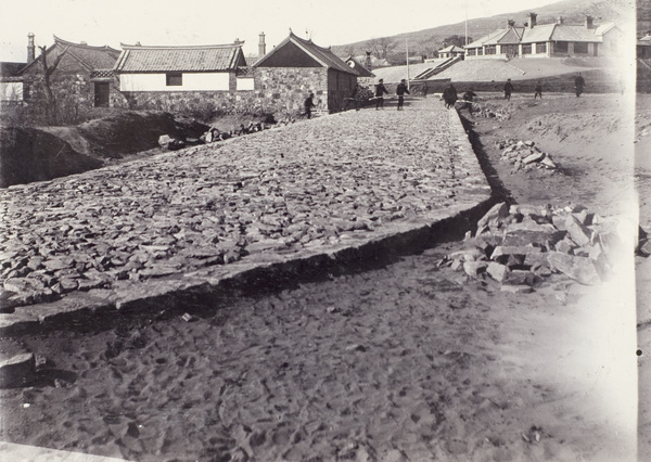 Foundation of a new road under construction, Weihaiwei