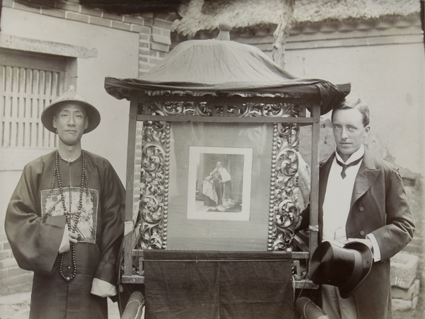 Portrait of King Edward VII before being carried in procession, Qufu