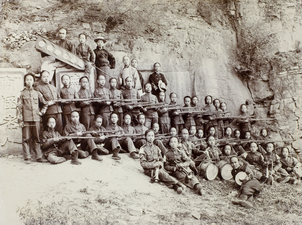 Chinese students in cadet uniform