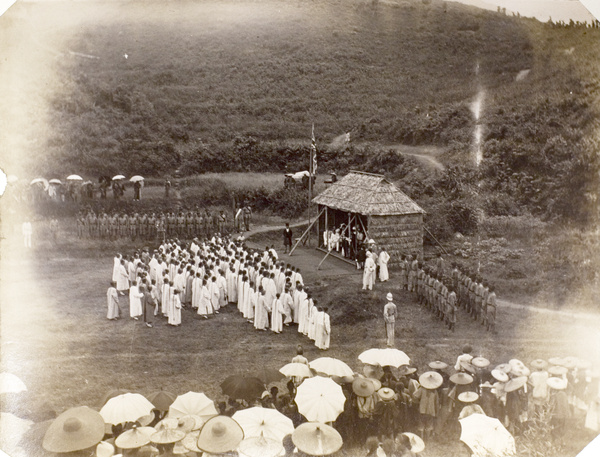 Meeting between Governor Henry Blake and the gentry and elders of the New Territories communities, Tai Po Market (大埔墟), New Territories, Hong Kong