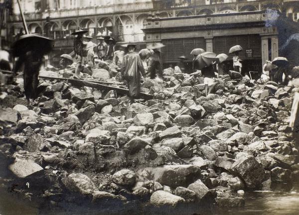 Damage caused by the 19th July 1926 rainstorm, Hill Road, Hong Kong