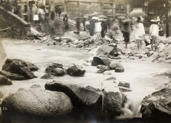 Damage caused by the 19th July 1926 rainstorm, Hill Road, Hong Kong